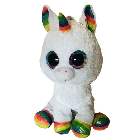 Ty Large 16" Beanie Boos Pixy Unicorn Plush Rainbow Stuffed Animal Glitter Eyes - Picture 2 of 14